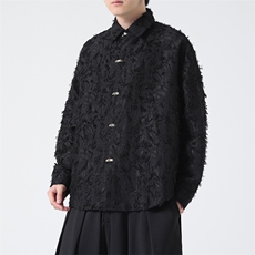 C8601P75无影墻新中式暗黑风风唐装汉服衬衫长袖提花，男装衬衫，电商A026