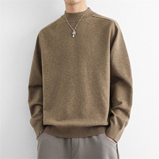 半高领毛衣男秋冬季打底高级感纯色针织衫男宽松内搭毛衫线衣外套，男装T恤，星座914