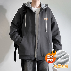 新款男百搭设计感连帽加厚港风白墙针织外套WT3419-P75控108图片