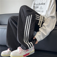 K2498批45控68秋冬新款灯芯绒裤子男撞色直筒裤长裤拖地裤，男装休闲裤，电商D229A