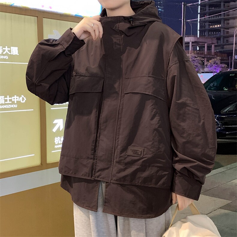 港风连帽冲锋衣情侣外套防风防水夹克男XY-JK2386-P110图片