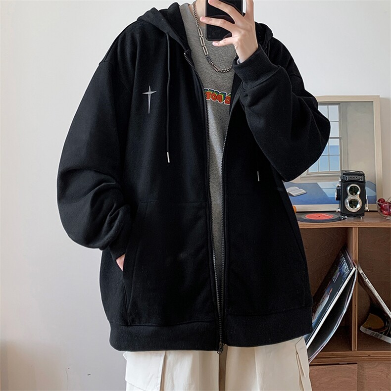CY3008-TP65控价88-字母刺绣2023春季新款连帽外套简约休闲上衣男,男装卫衣,电商A102-1