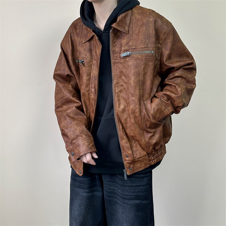 现货-水洗质感复古皮外套男pu机车服潮牌痞帅夹克-AP23106-P115图片