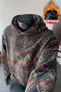 连帽大口袋540g重磅港风银狐绒卫衣男W5409J加绒-特P75控138图片