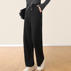 2025年秋季中腰窄版阔腿裤时尚百搭通勤简约休闲，女装休闲裤，魅途羊绒