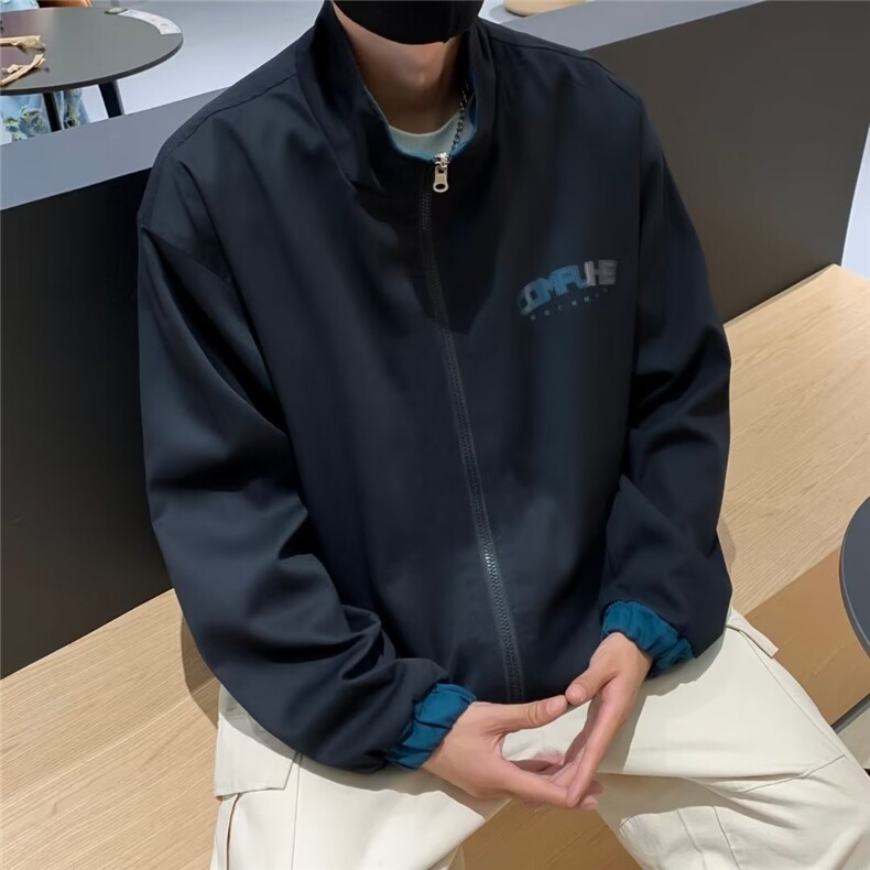 两面穿外套男款春秋季新款设计感小众美式高街潮牌飞行员夹克图片