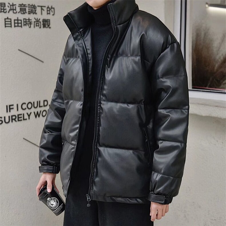 1506/Q1880/P76宽松PU立领加厚简约保暖青年休闲帅气潮皮衣外套,男装皮衣,星座1506