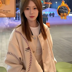 现货美式宽松夹棉加厚棒球服外套JK667/P85，女装短外套，星座205-3