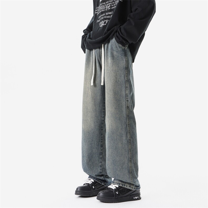 8XL-M牛仔裤美式潮牌复古水洗做旧特大码直筒宽松长裤NZ9009/P58,男装牛仔裤,电商B238