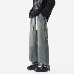 8XL-M牛仔裤美式潮牌复古水洗做旧特大码直筒宽松长裤NZ9009/P58图片