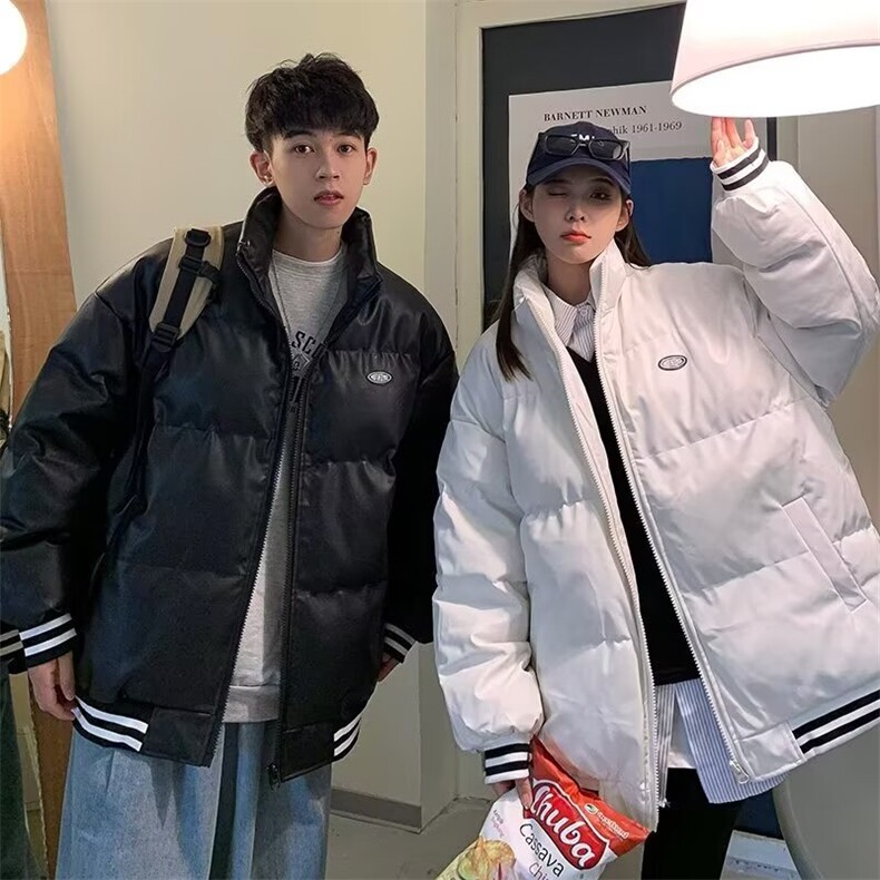 加绒加厚冬款男女皮立领棉服条纹面包服保暖外套MY296P80,男装棉衣,星座1013-1