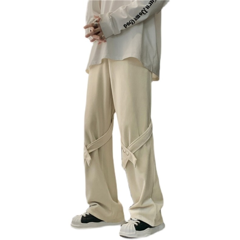 春季ins设计感绑带裤高街休闲裤男宽松直筒M-3XL工装裤K2054-P35,男装休闲裤,星座512-2