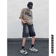 夏季新款泥巴黄牛仔短裤高街百搭休闲五分裤B315-K23219-p45控58，男装牛仔裤，电商B315