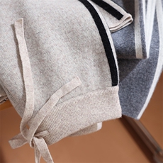 2025年秋季新款百搭女士侧面条纹芝麻点加厚阔腿裤，女装休闲裤，玛莎羊绒