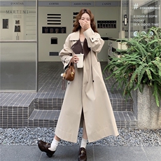 韩版气质撞色拼接风衣外套女春秋2025新款长款爆款高级感超火大衣，女装风衣，2C327