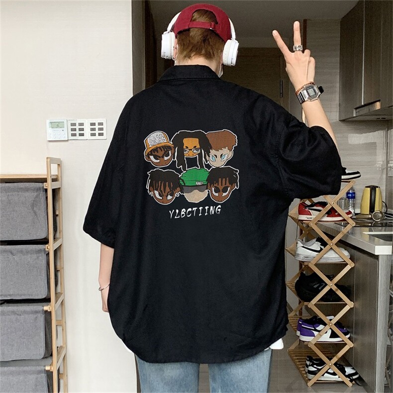电商DSA028-MDSP433P38夏季新款港风百搭潮流印花短袖衬衫男,男装T恤,电商A028