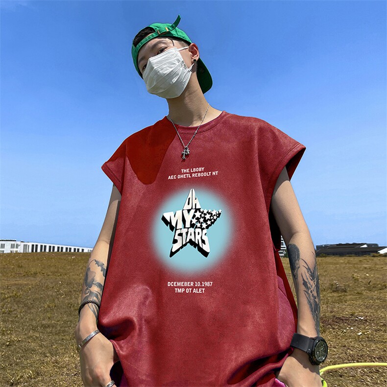 量大优供视频得物直播品220克夏季麂皮绒背心无袖T恤BJ158,男装T恤,电商A486