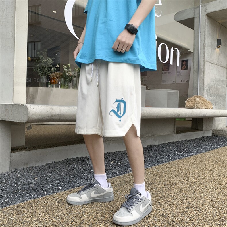 2022夏新款港风宽松大码字母刺绣休闲短裤运动裤DK02-P45,男装休闲裤,星座914-3