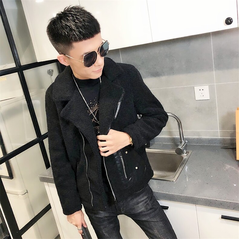 羊羔毛棉服社会小伙加厚男棉衣斜拉车外套C301B-YG01,男装棉衣,电商C301B