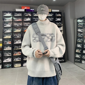 高质量！秋冬季高领毛衣加绒加厚翻领针织衫男毛衣FL541-特P38图片