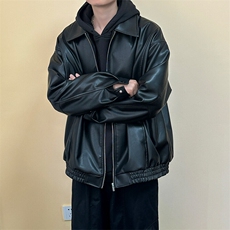 现货主推高质量皮衣外套男宽松皮夹克机车服A026P95，男装夹克，电商A351