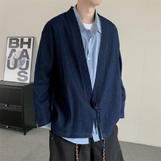 秋季日系长袖牛仔外套男女宽松百搭宽松无性别情侣开衫和服夹克潮，男装工装外套，星座909