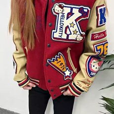 美式Vandythepink棒球服男女情侣vintage棉衣夹棉加厚夹克ins外套，男装夹克，星座506A