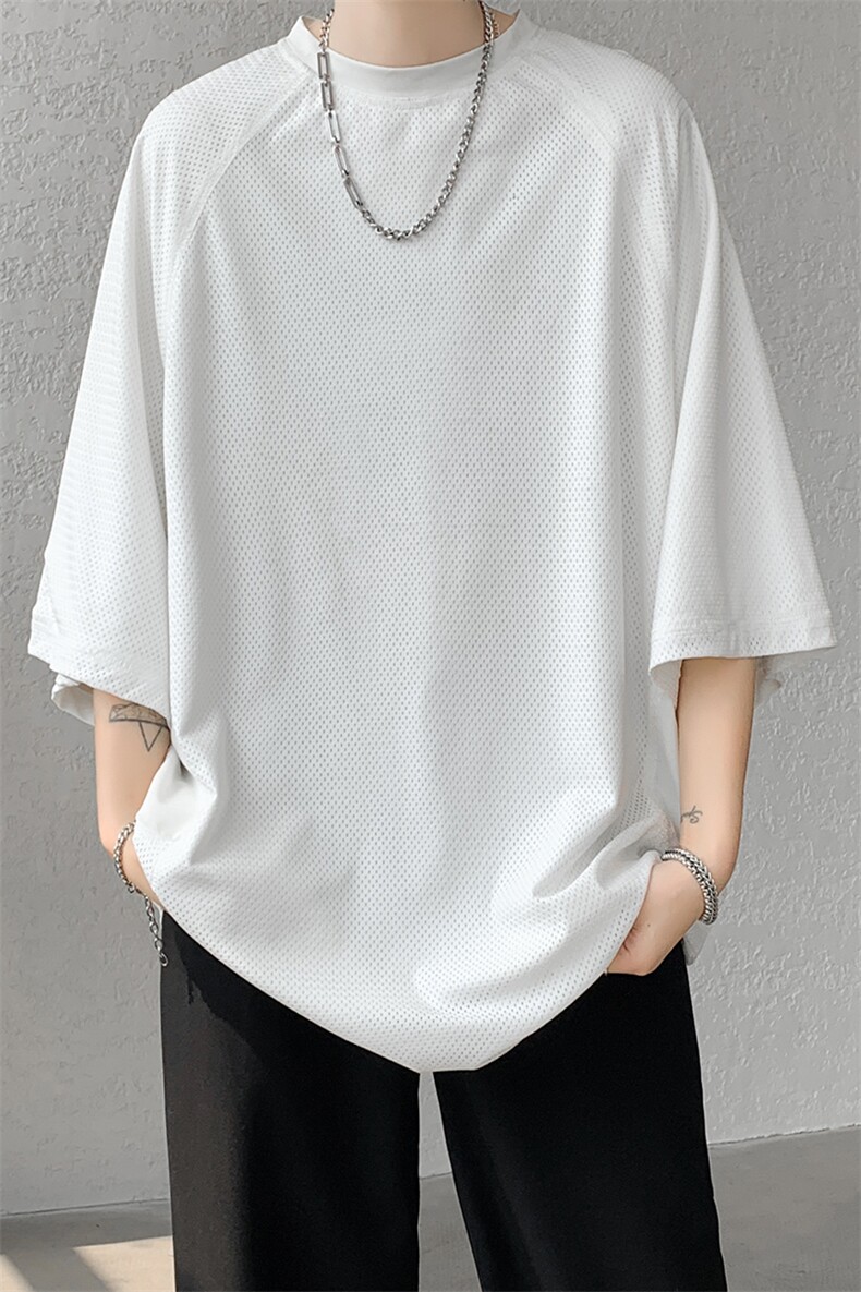 8XL-M特大码日系复古山西速干镂空拼接短袖T恤上衣男DX319P50,男装T恤,电商D206-1