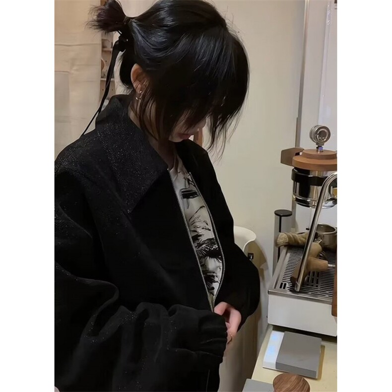 美式水墨花斜纹肌理老钱灰夹克男外套潮牌秋冬 JW9338图片