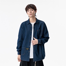 新款(跨境货源）长袖牛仔衬衫男宽松休闲外套，男装衬衫，星座1107-1