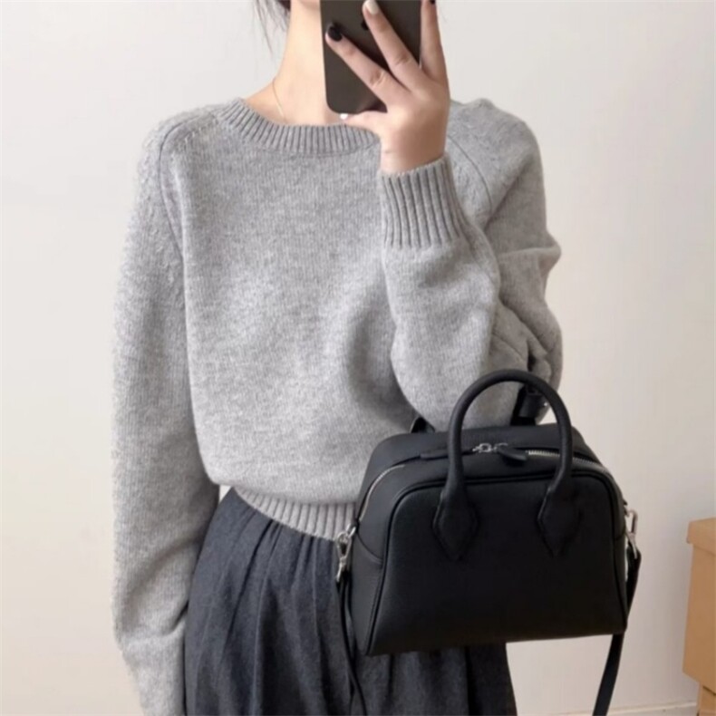毛衣女套头秋冬宽松针织打底短款显瘦保暖羊毛衫，女装羊毛衫，旭驰羊绒
