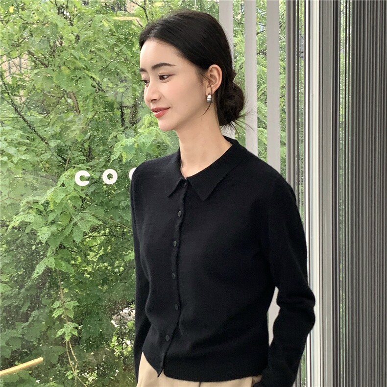 2025秋冬百搭polo翻领长袖羊绒衫,女装羊绒衫,玛卡隆羊绒