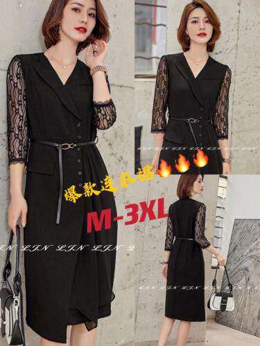 蕾丝拼接连衣裙，女装连衣裙，莲佳妮