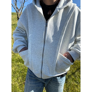 抖音得物高品质二开 25秋冬美式重磅宽松结构设计连帽卫衣外套W78图片
