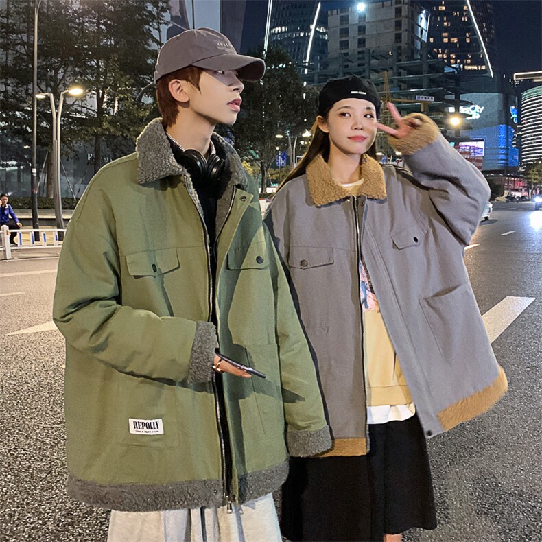 2025秋冬潮牌大码羊羔绒加厚棉衣男女情侣棉服外套8211P110,男装棉衣,电商A030