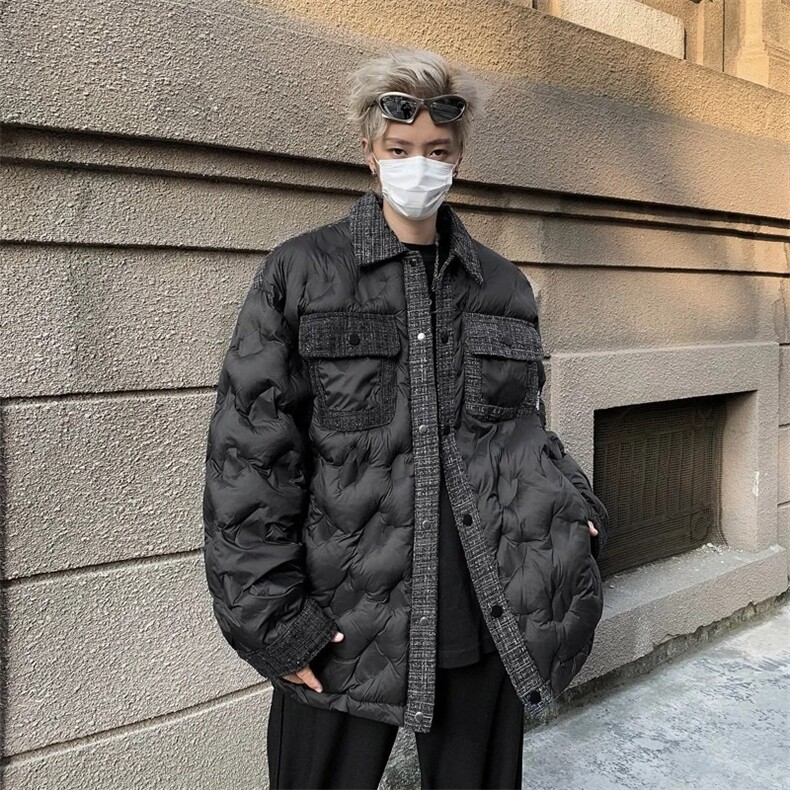 小香风棉服男冬季新款美式复古加厚工装棉衣外套保暖宽松翻领棉袄图片
