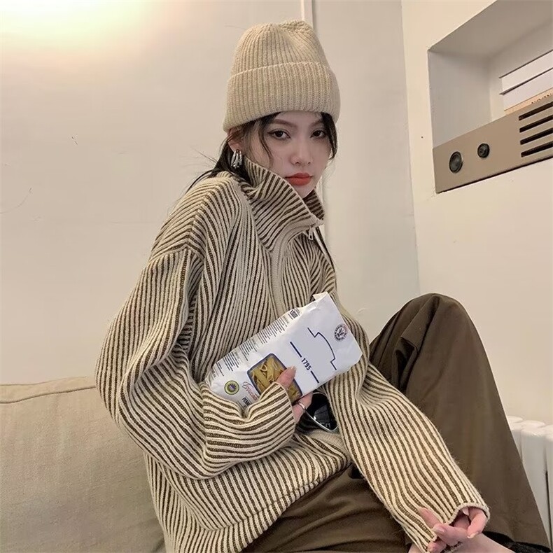 596-P60慵懒风2025年新款毛衣开衫外套女装秋季外套复古上衣,男装针织衫/毛衣,电商B323A