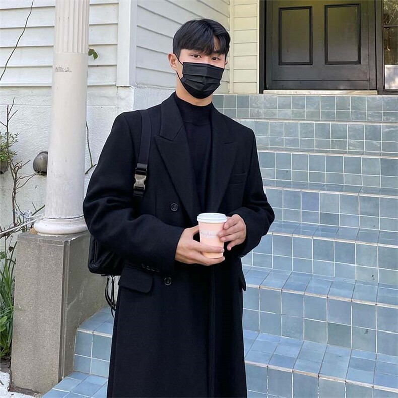 韩版男士毛呢大衣美式长款风衣外套1213-P130加棉140大货已备,男装风衣,星座1004-3