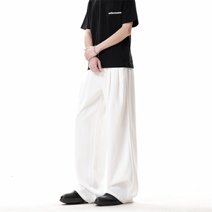 美式高级感褶皱西裤男cleanfit宽松冰丝阔腿垂感休闲裤XK463-P45图片