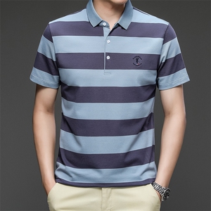 2024新款男士短袖t恤衣服纯色夏季中年商务上衣polo衫 HMQ306-P63图片