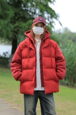 新款假两件棉服男加厚羽绒棉衣情侣款连帽拼色连帽外套M092-P75，男装棉衣，星座1403A