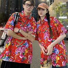 P01中性男女休闲大码花衣服polo衫宽松透气东北大花风团队服，男装Polo衫，星座115A(原星座507）