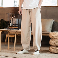 春夏新款中国风大码长裤男棉麻哈伦裤灯笼裤潮QT6008-1/K028/P65，男装休闲裤，电商A008