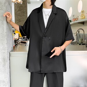 夏季西装外套男短袖韩版潮2023新款上衣ins宽松个性衬衫W2672-P30,男装西服,星座412-2