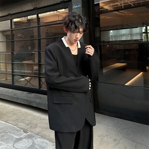 简约风单排撞色无领潮男休闲小西装A071-L12-P98