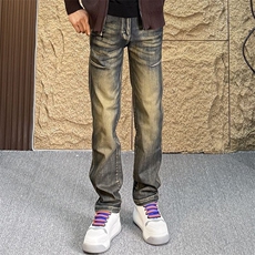 欧美男士牛仔裤2026春秋新款休闲裤兜盖痞帅风直筒裤百搭潮男裤子，男装牛仔裤，星座506A