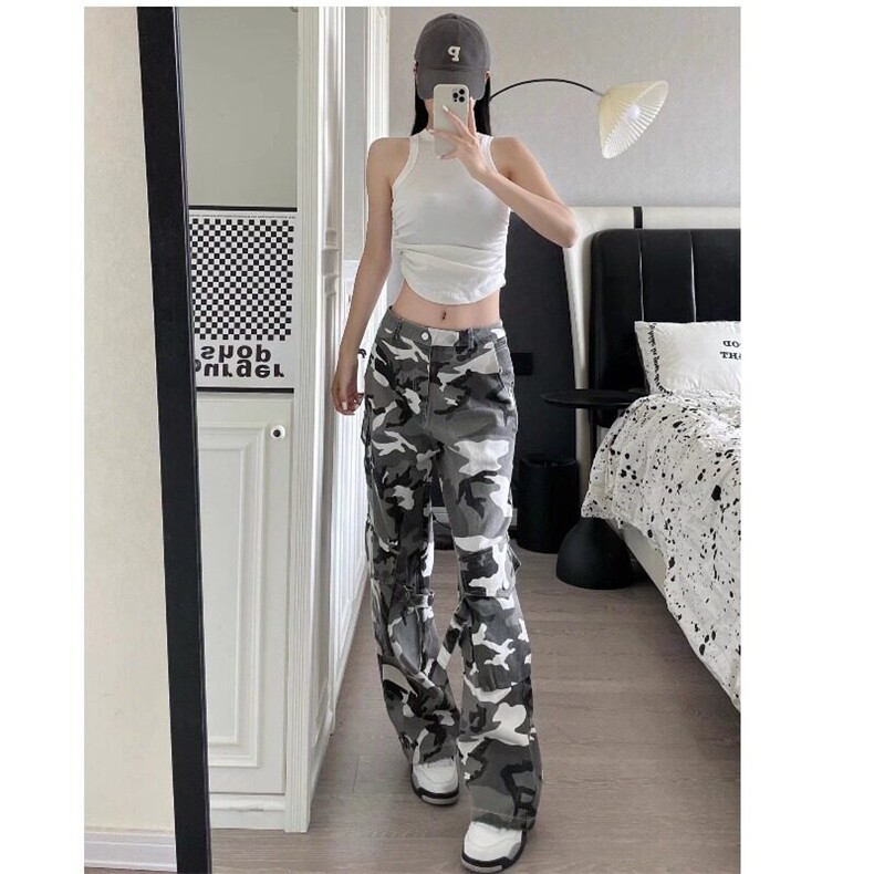 慵懒时尚新款简约流行ins原宿潮流长裤休闲裤黑白迷彩直筒美式,男装休闲裤,星座506A