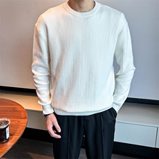 现货圆领毛衣打底衫坑条纯色针织衫W6004-P47，男装针织衫/毛衣，星座1012-1