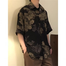 网络图现货腰果花衬衫男短袖夏季潮牌衬衣设计感五分袖RA801-P40，男装T恤，星座1005-4