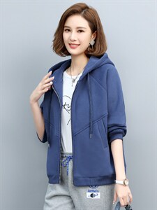 2021冬季新款时尚休闲连帽加绒外套女宽松显瘦保暖上衣图片